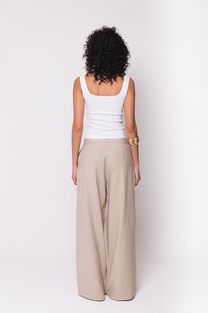 Calça de Alfaiataria Reta Bege 