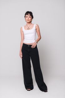 Calça Jeans Cintura Baixa Preta