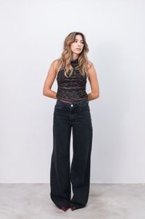 Calça Jeans Cintura Baixa Preta