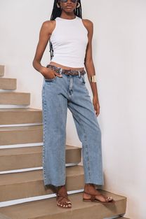 Calça Jeans Cropped Azul Médio 