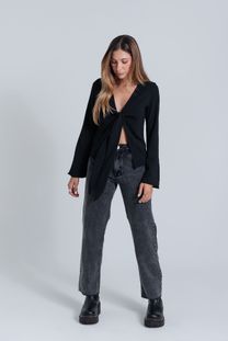 Calça Jeans Cropped Preta