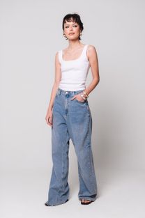 Calça Jeans Reta Over