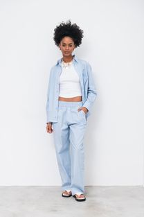 Calça Listrada Azul