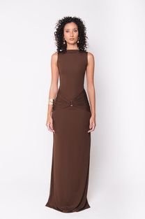 Vestido Longo Argola Marrom 