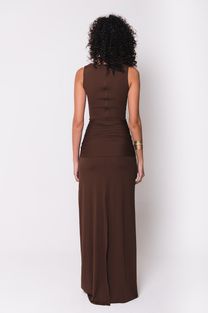 Vestido Longo Argola Marrom 