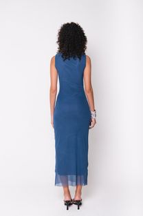 Vestido Midi de Tule Azul 