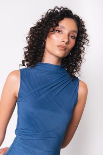 Vestido Midi de Tule Azul 