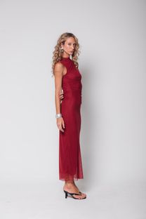 Vestido Midi de Tule Vermelho