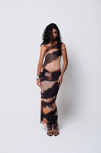 Saia Longuete de Tule Estampada Heat