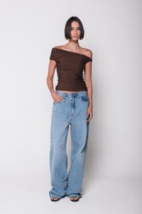 Blusa Ombro a Ombro Marrom