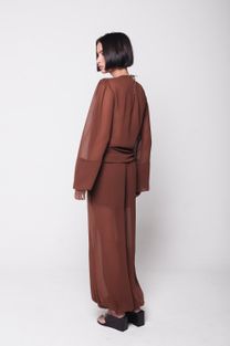 Blusa Amarração Manga Ampla Marrom
