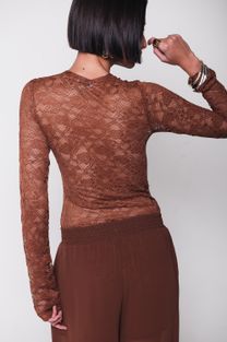  Body de Renda Marrom