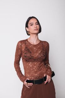  Body de Renda Marrom