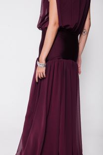 Vestido Com Pala Berinjela