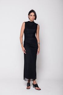  Vestido Midi de Tule Preto
