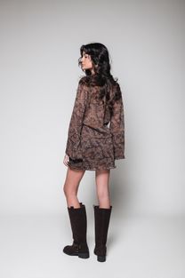  Vestido Paisley Manga Longa
