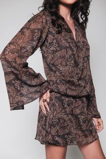  Vestido Paisley Manga Longa