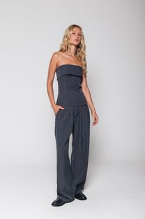 Blusa Risca de Giz Chumbo