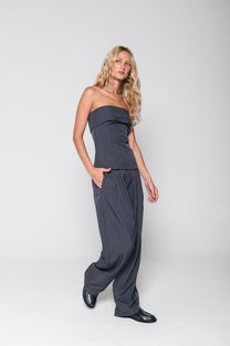 Calça Risca de Giz Chumbo 