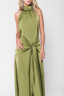 Vestido de Cetim Frente Única Amarração