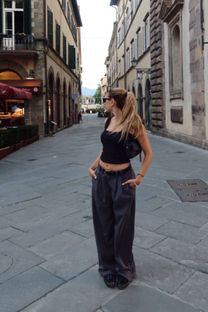 Calça Risca de Giz Chumbo 