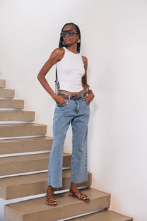 Calça Jeans Cropped Azul Médio 