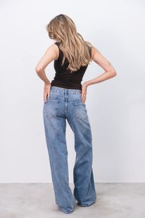 Calça Jeans Cintura Baixa Azul Média