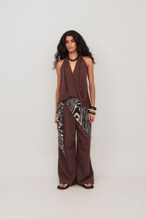 Blusa Transpassada Marrom
