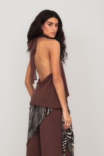 Blusa Transpassada Marrom