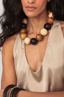Colar Maxi Bolas Madeira