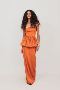 Conjunto Balonê Cetim Laranja