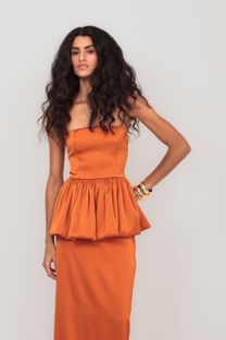 Conjunto Balonê Cetim Laranja