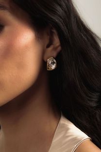 Brinco Quadrado Strass Dourado