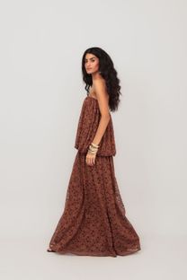 Vestido Balonê Renda Marrom 