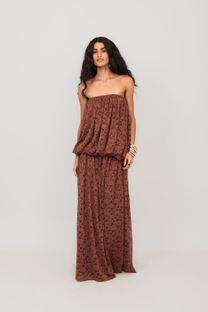 Vestido Balonê Renda Marrom 