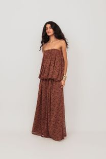 Vestido Balonê Renda Marrom 