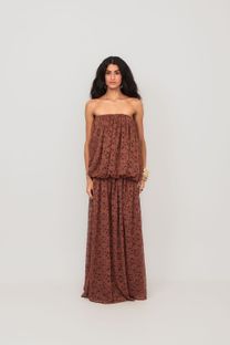 Vestido Balonê Renda Marrom 