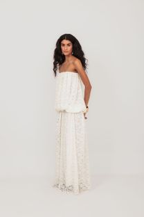 Vestido Balonê Renda Off White