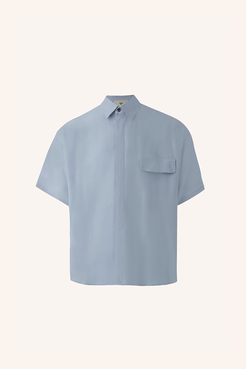CAMISA ALICE SEDA AZUL NUVEM | ALICE SILK SHIRT CLOUDS