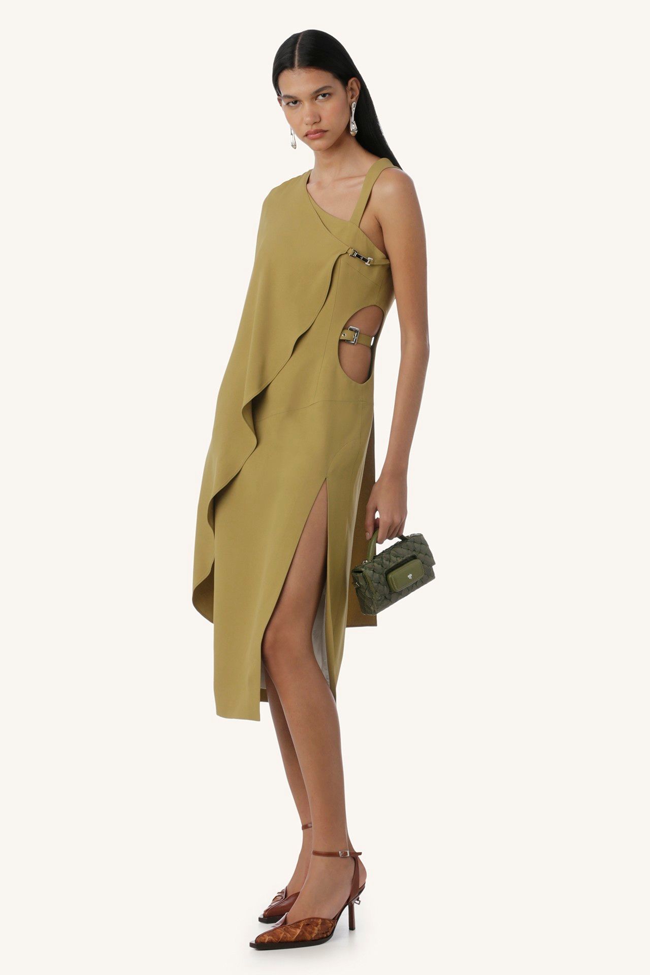 VESTIDO TENDA CREPE VERDE | GREEN CREPE TENT DRESS
