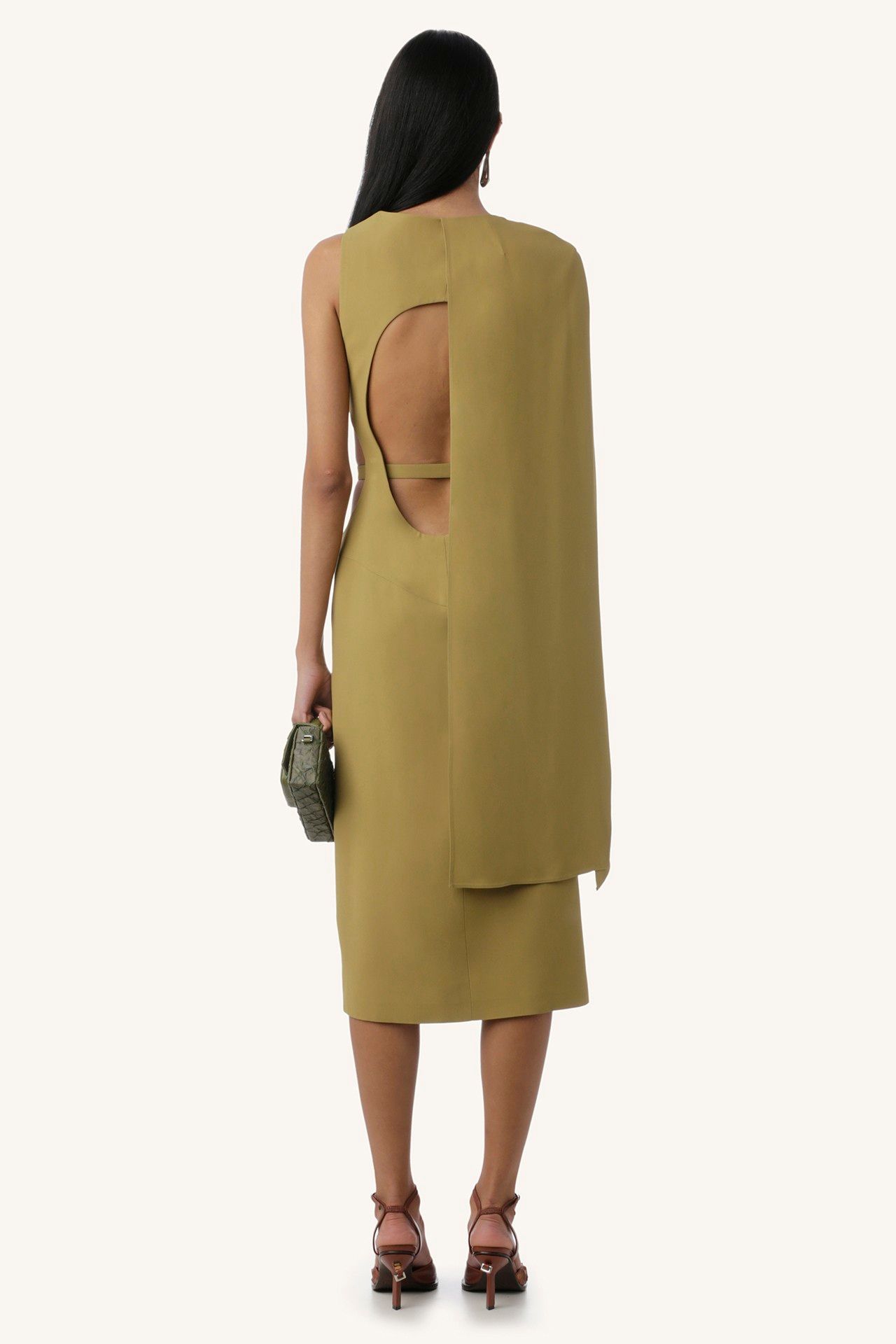 VESTIDO TENDA CREPE VERDE | GREEN CREPE TENT DRESS
