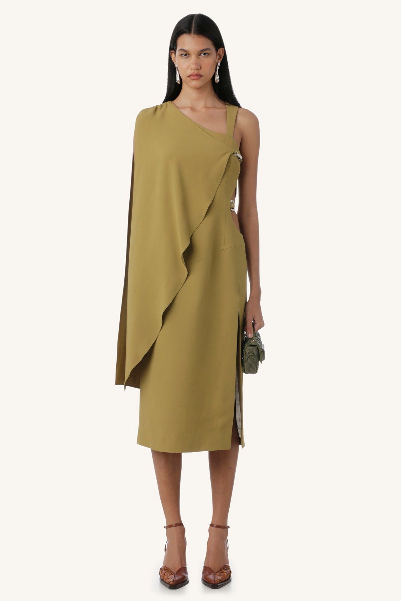 VESTIDO TENDA CREPE VERDE | GREEN CREPE TENT DRESS