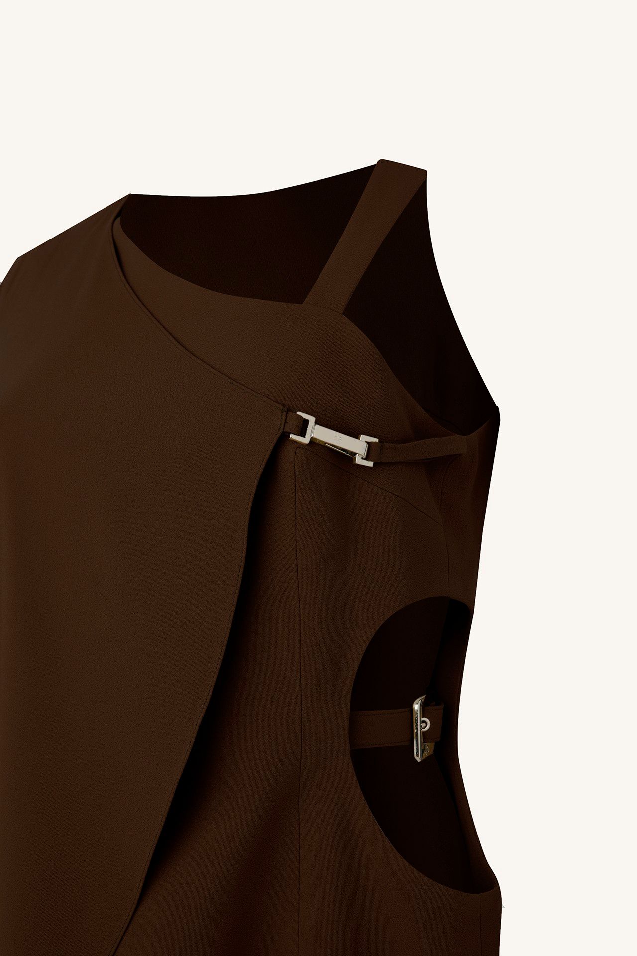 VESTIDO TENDA CREPE MARROM | BROWN CREPE TENT DRESS