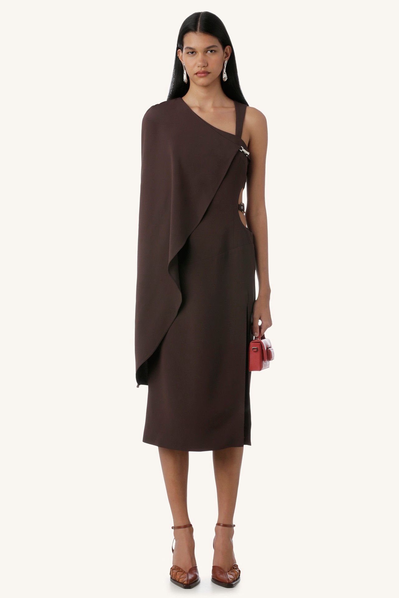 VESTIDO TENDA CREPE MARROM | BROWN CREPE TENT DRESS