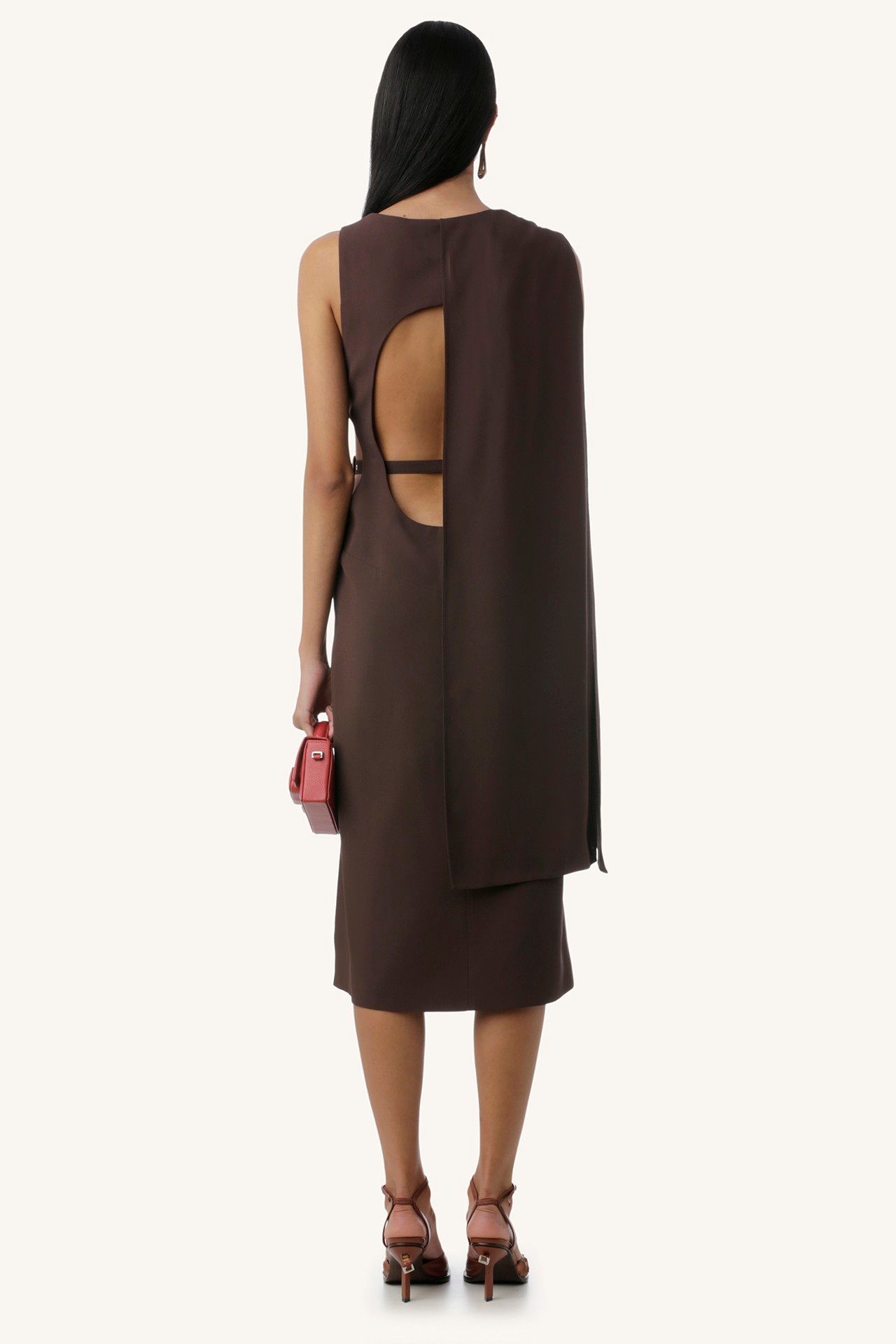 VESTIDO TENDA CREPE MARROM | BROWN CREPE TENT DRESS
