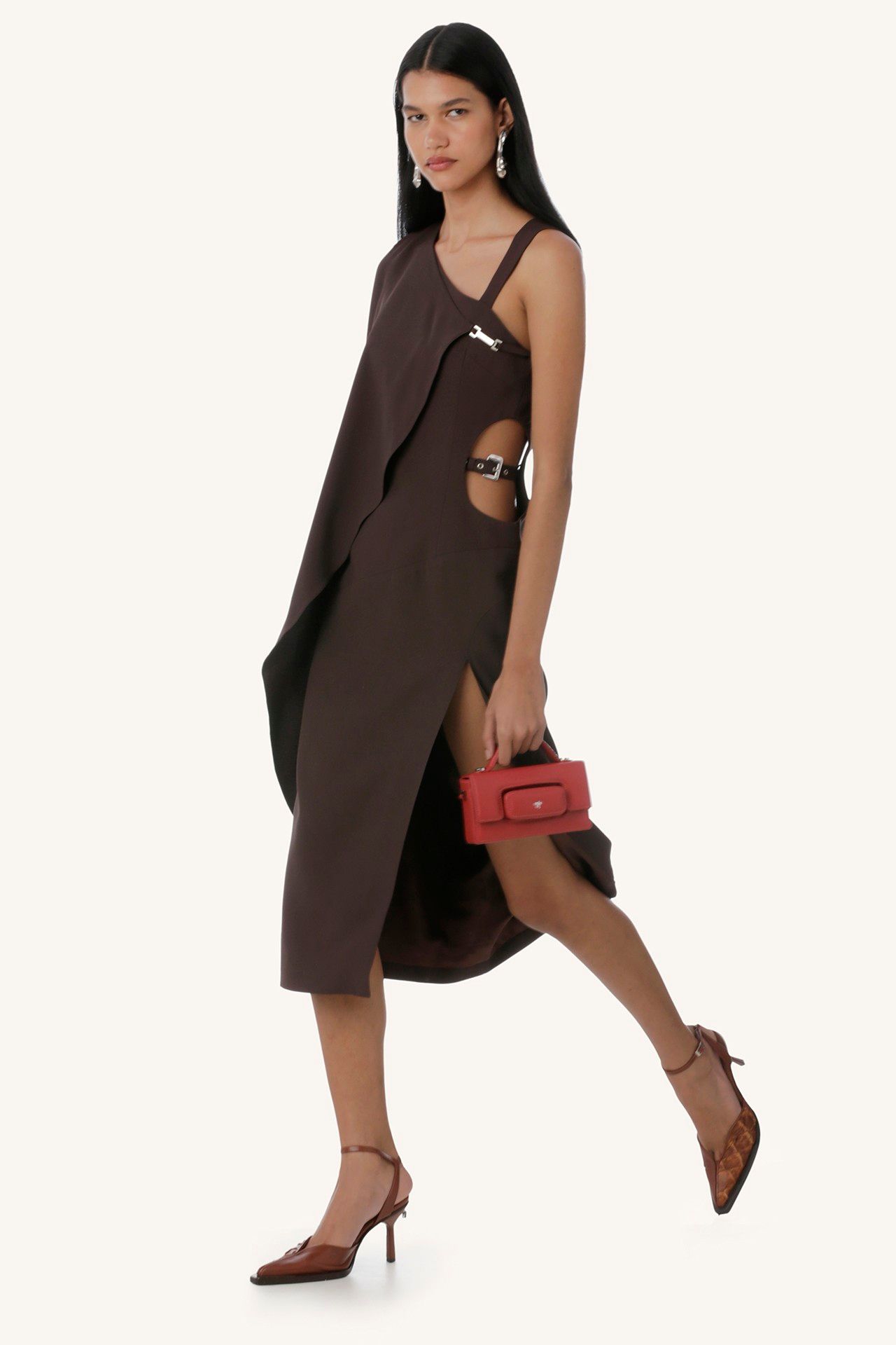 VESTIDO TENDA CREPE MARROM | BROWN CREPE TENT DRESS