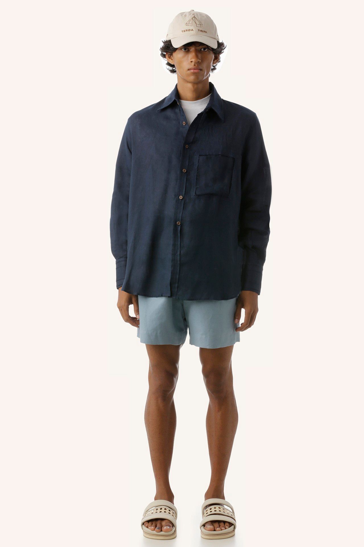 CAMISA MANGA LONGA VENTO LINHO MARINHO | NAVY BLUE VENTO LINEN LONG SLEEVE SHIRT