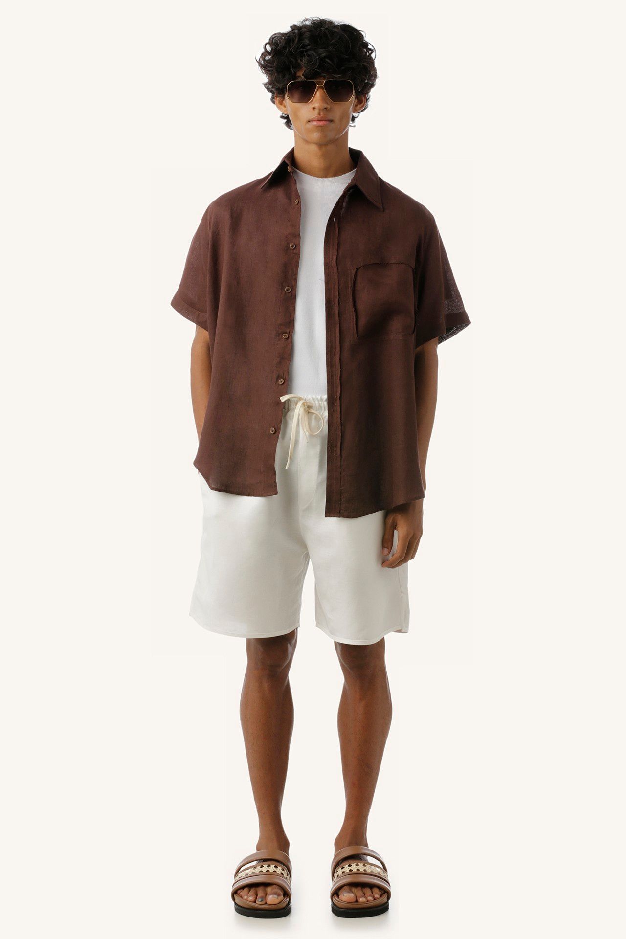 BERMUDA LONA VISCOLINHO OFF | OFF VISCOSE CANVAS SHORTS