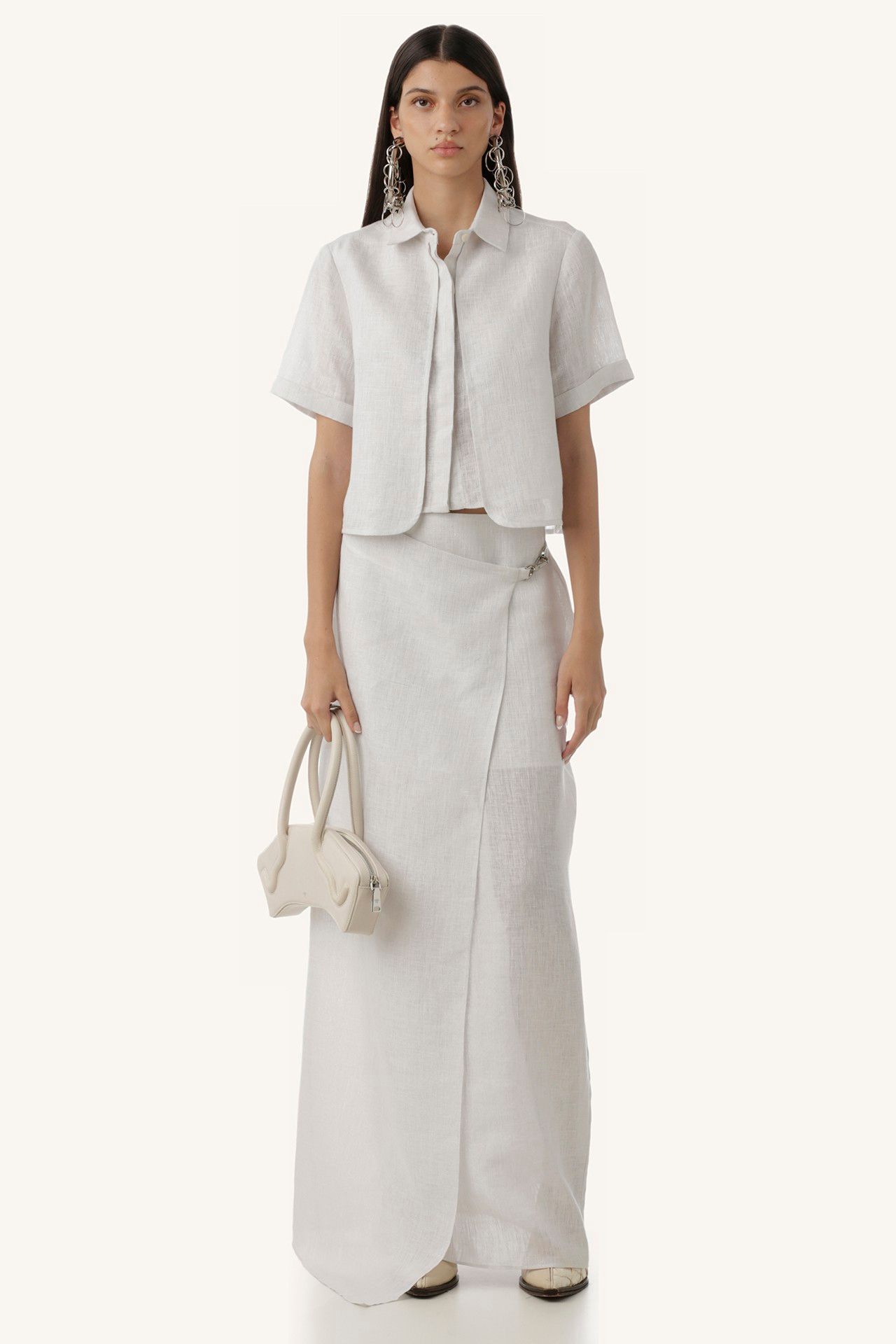 SAIA SALTIMBANCO LINHO METALIZADO PRATA | SALTIMBANCO SKIRT METALLIC SILVER LINEN