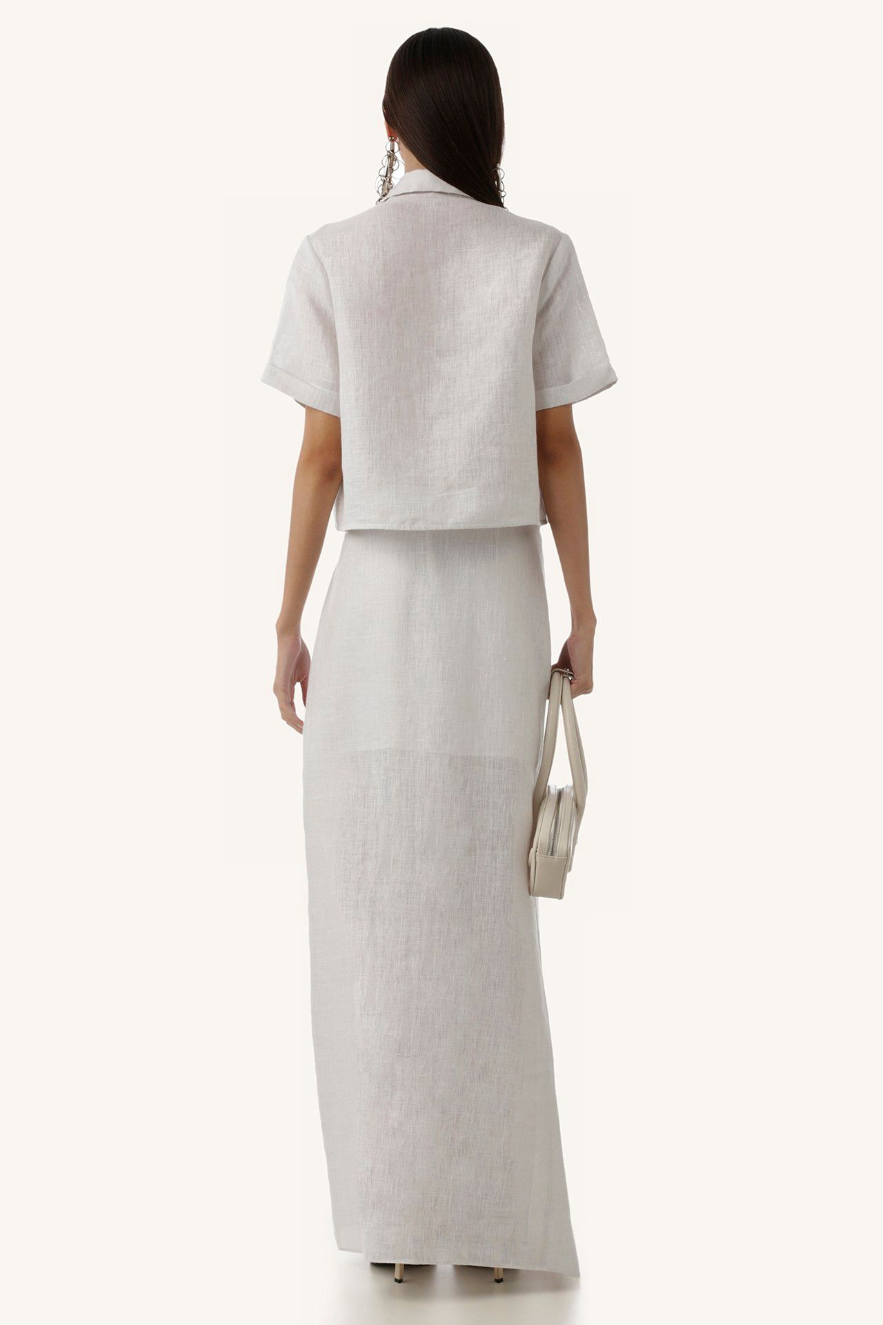 SAIA SALTIMBANCO LINHO METALIZADO PRATA | SALTIMBANCO SKIRT METALLIC SILVER LINEN